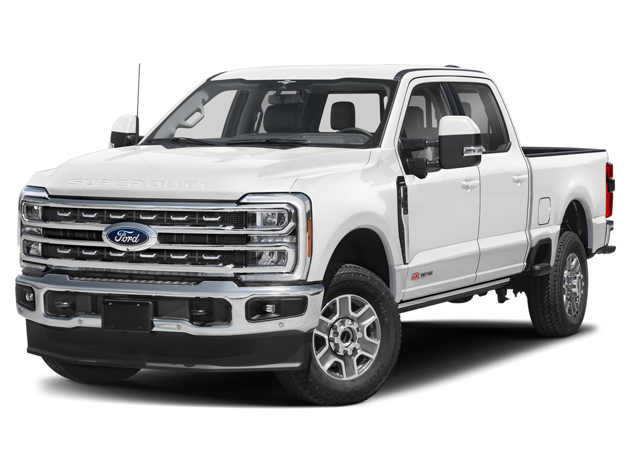 2025 Ford F-250 LARIAT in Oxford White — front three-quarter view