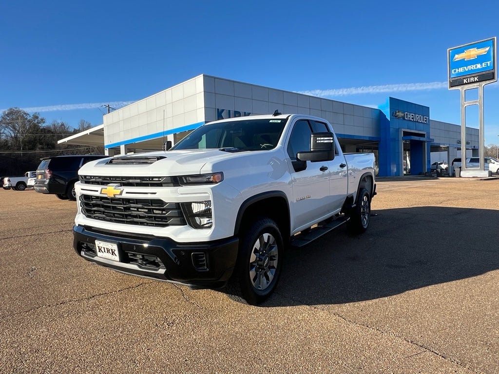 2025 Chevrolet Silverado 2500 HD Custom in Summit White — front three-quarter view