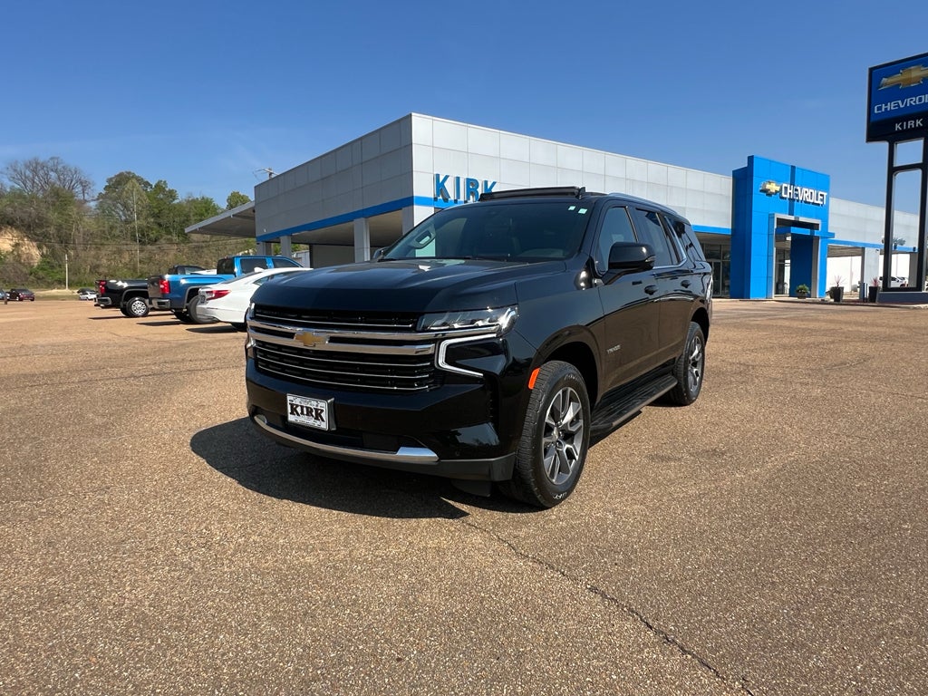 2021 Chevrolet Tahoe LT in Black — front three-quarter view