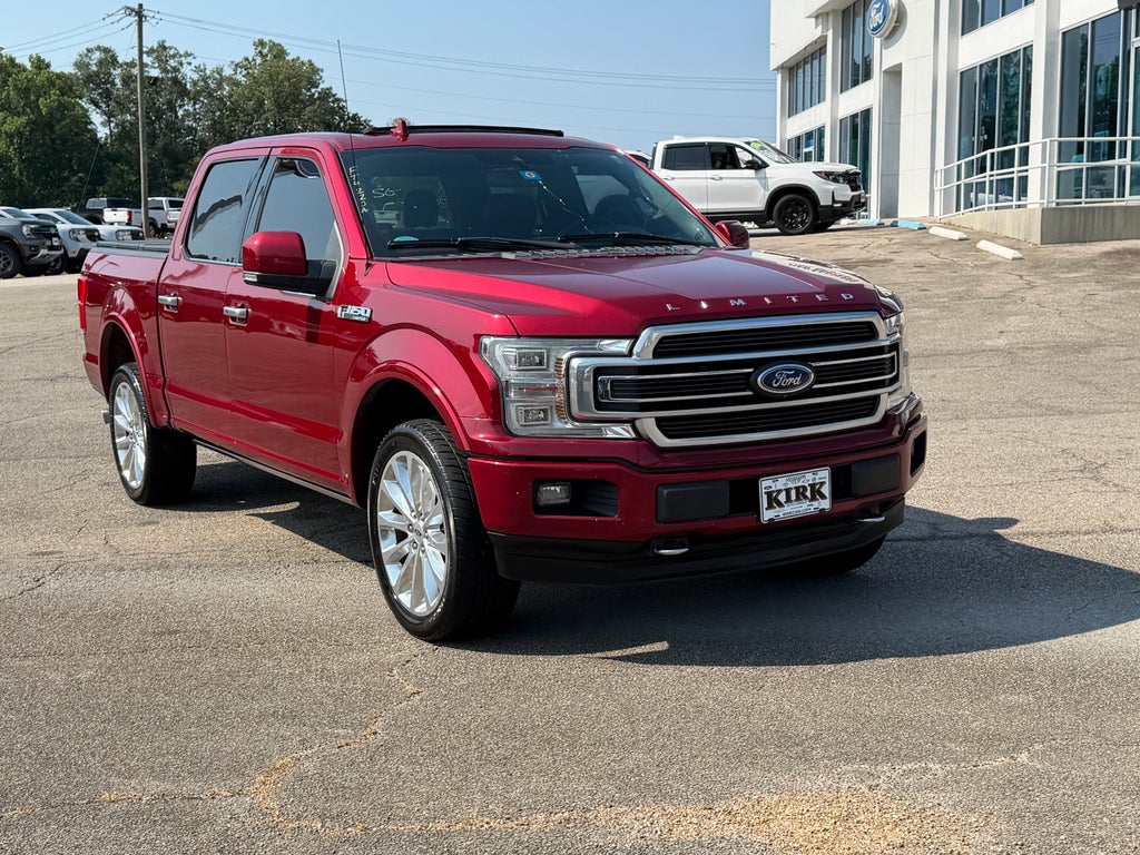 2018 Ford F-150 Limited in Ruby Red Metallic Tinted Clearcoat — front three-quarter view